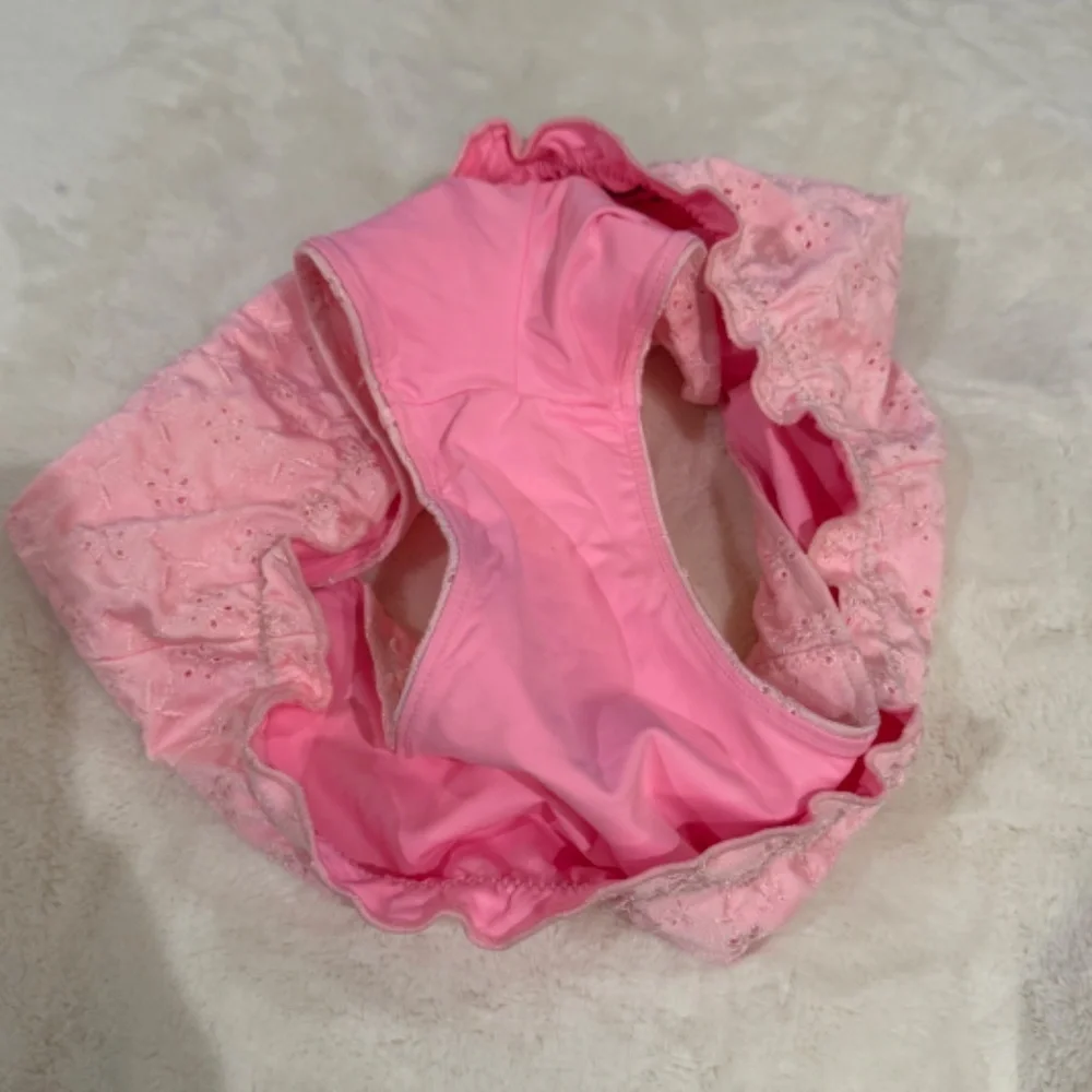 New! Frankies Bikinis Lisa Eyelet Bikini Bottom Pink 31528